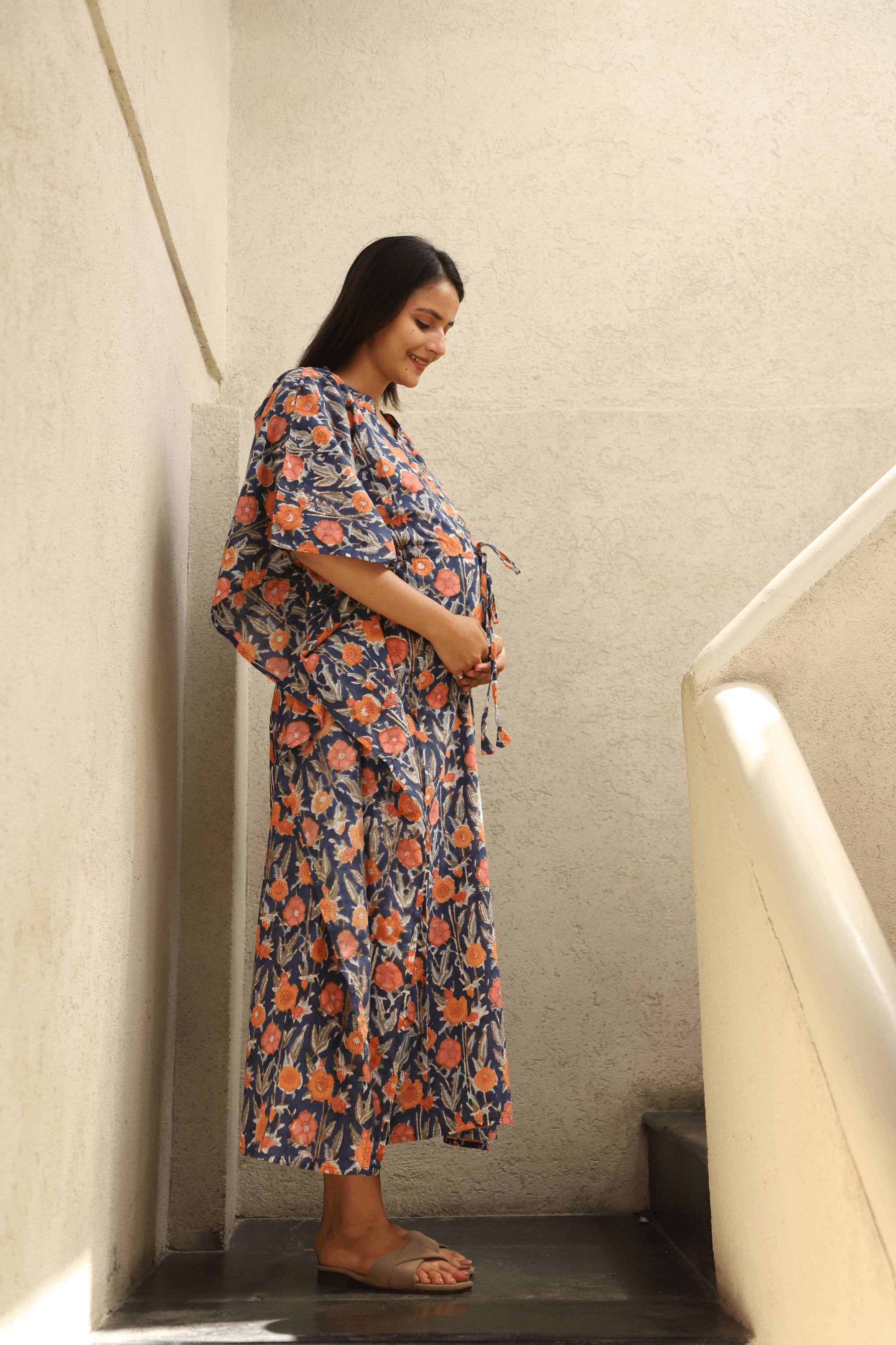 Indigo Bloom Feeding-Friendly Kaftan