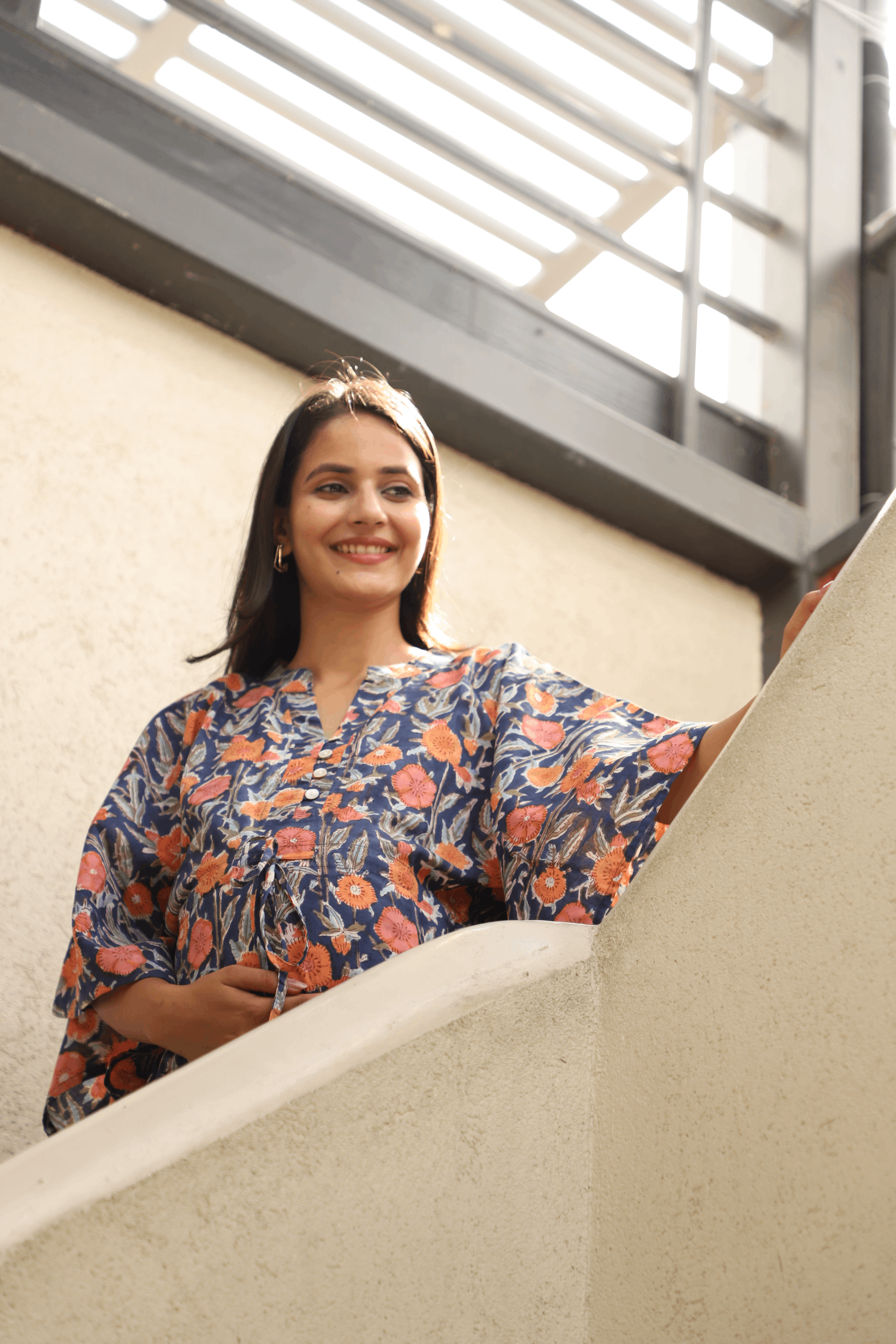 Indigo Bloom Feeding-Friendly Kaftan