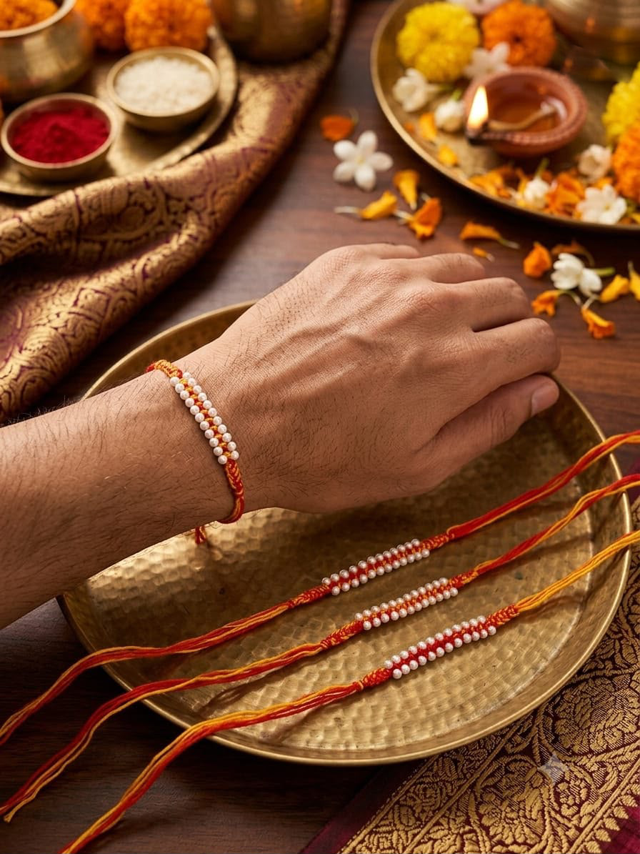 Elegant Pearl Beaded Rakhi