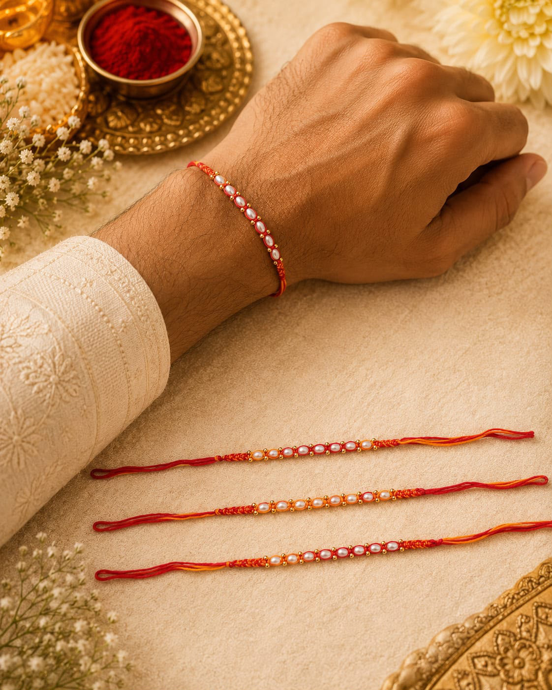 Handmade Pearl Designer Rakhi
