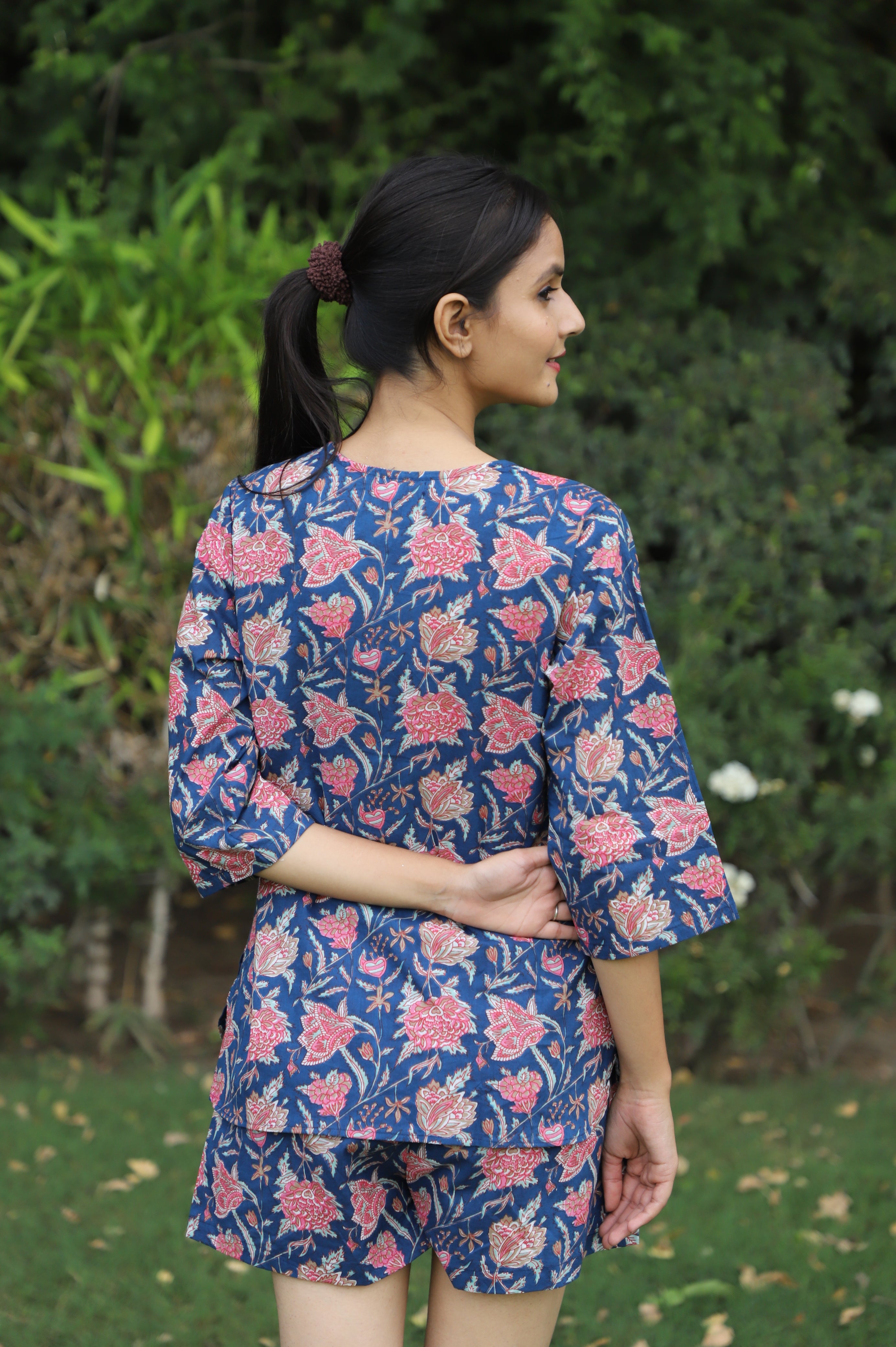 La La Land Hand Block Cotton Kurta Shorts Set