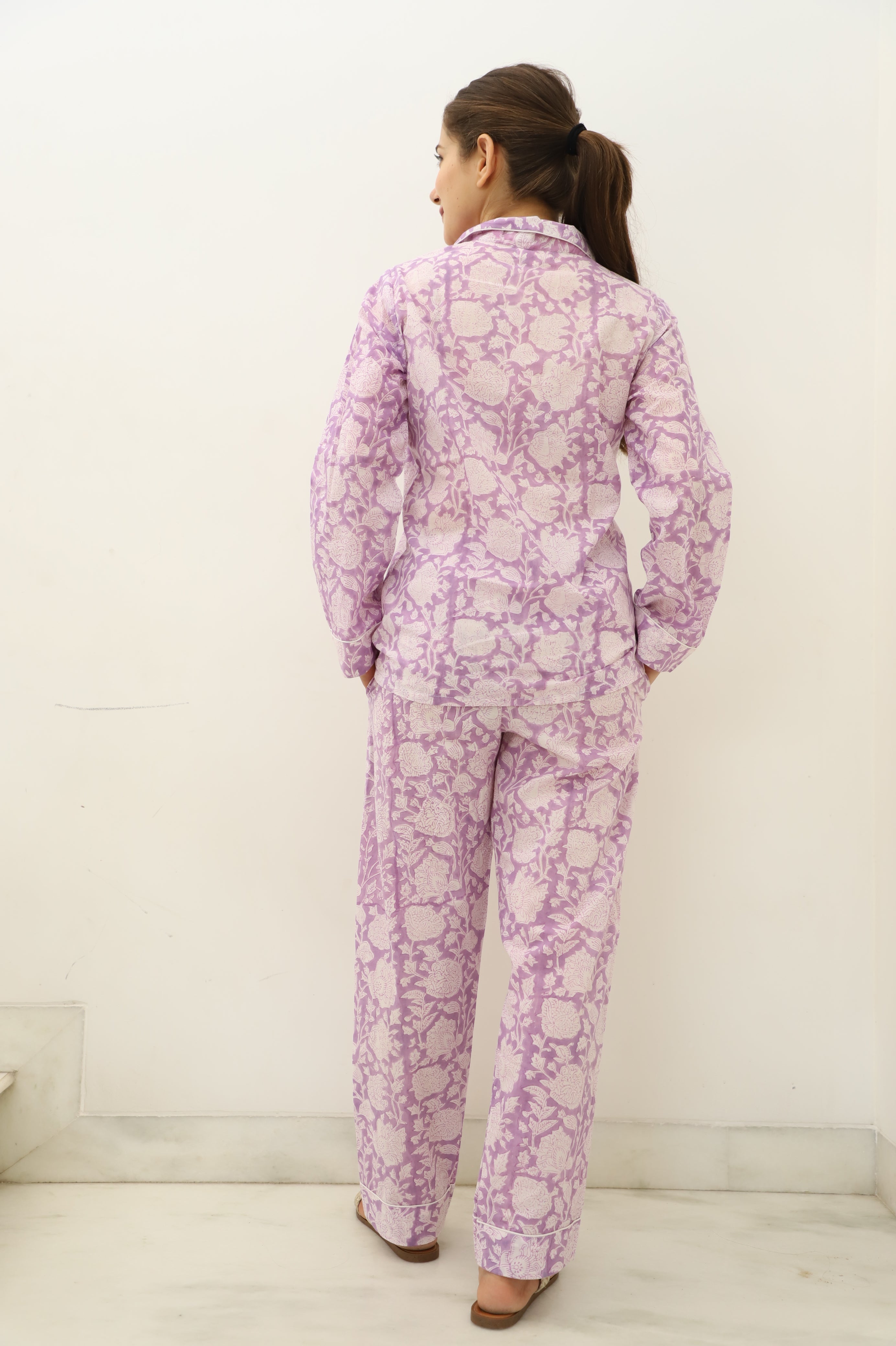 Lavender Lull Hand Block Full Jammies Set