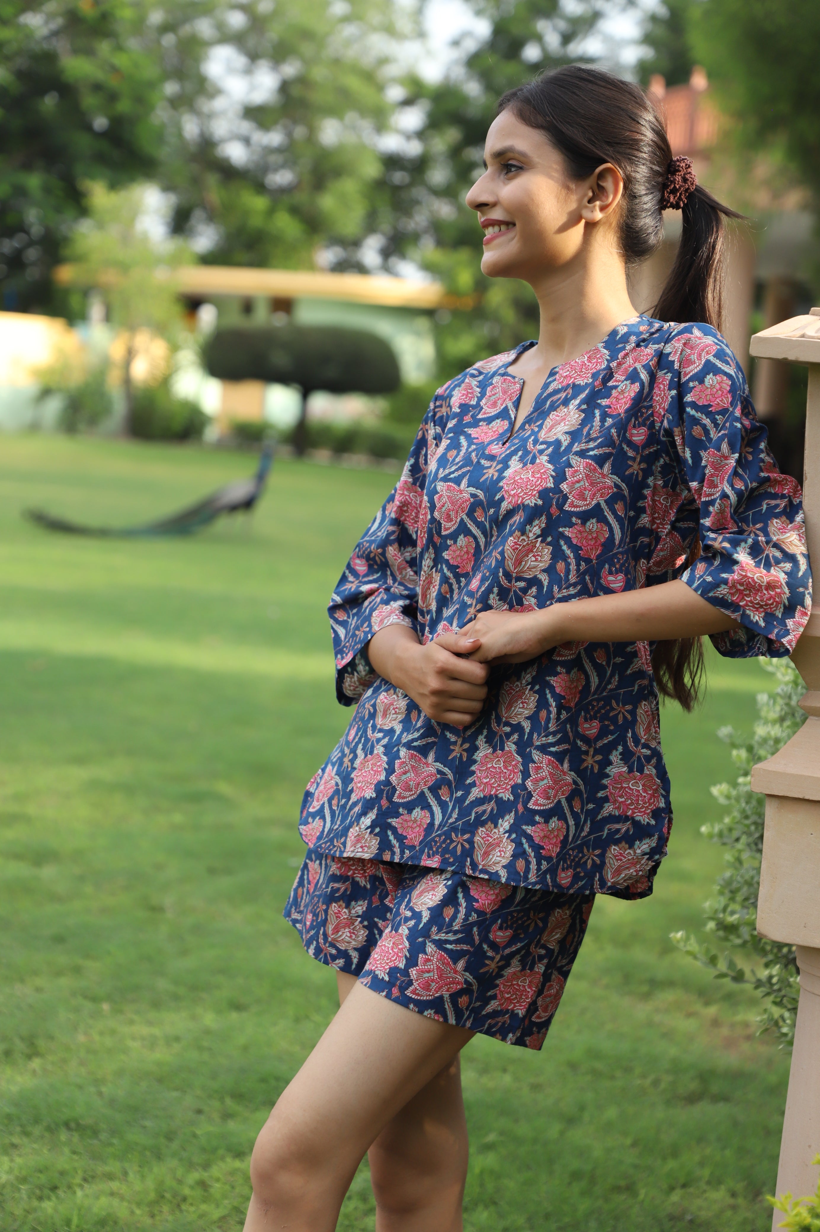 La La Land Hand Block Cotton Kurta Shorts Set