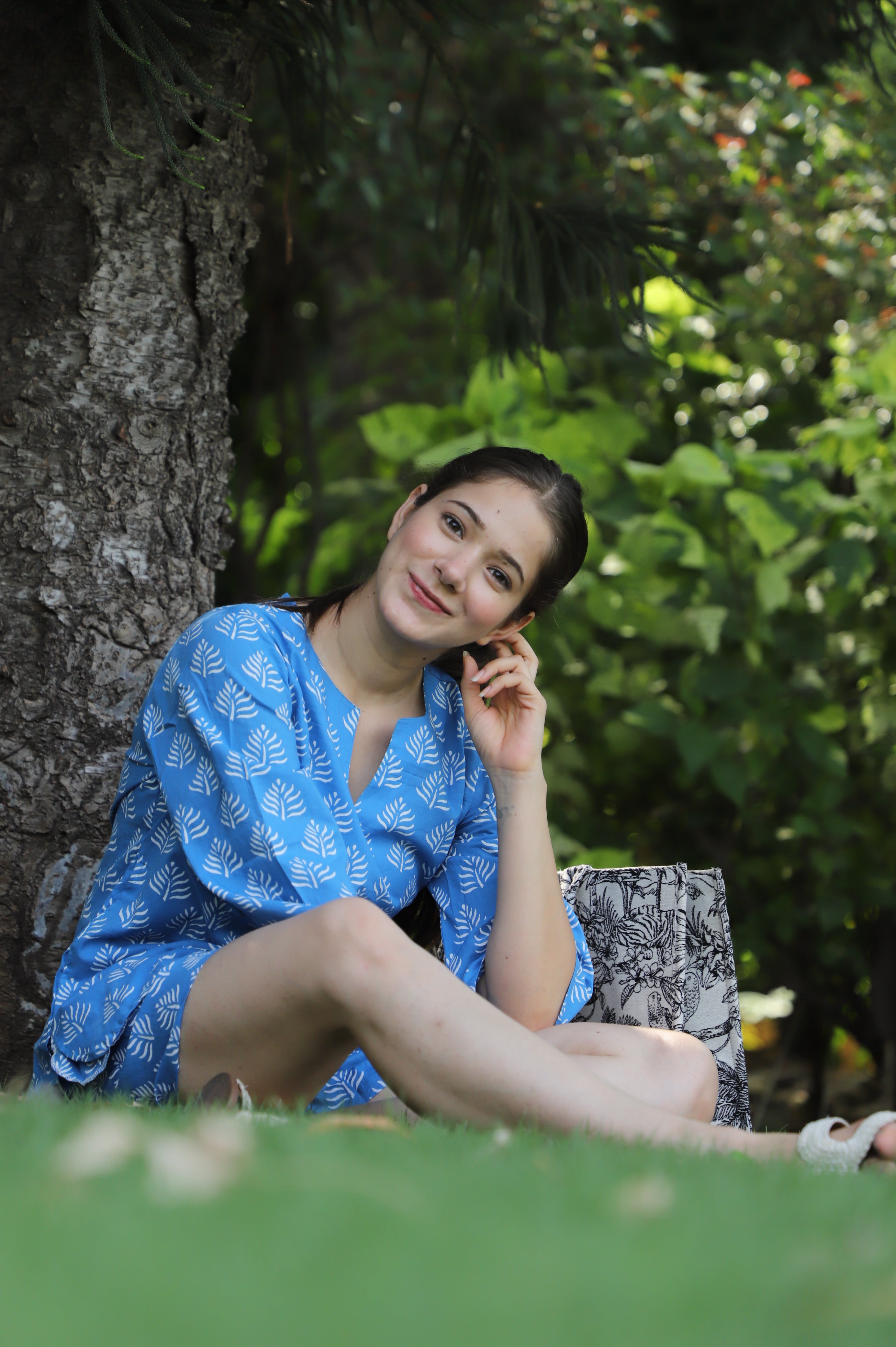 Love In A Mist Hand Block Cotton Kurta Shorts