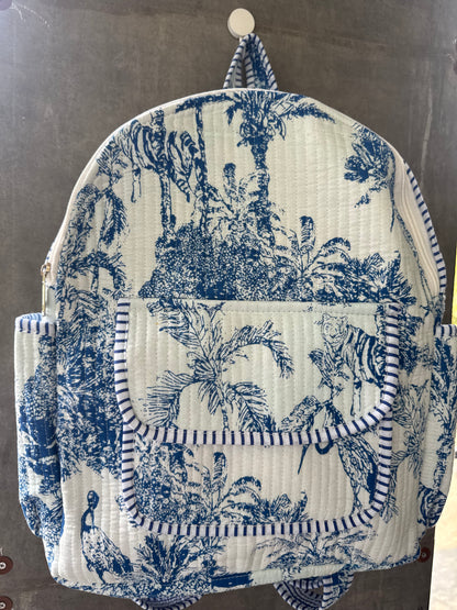 Blue Toile Backpack