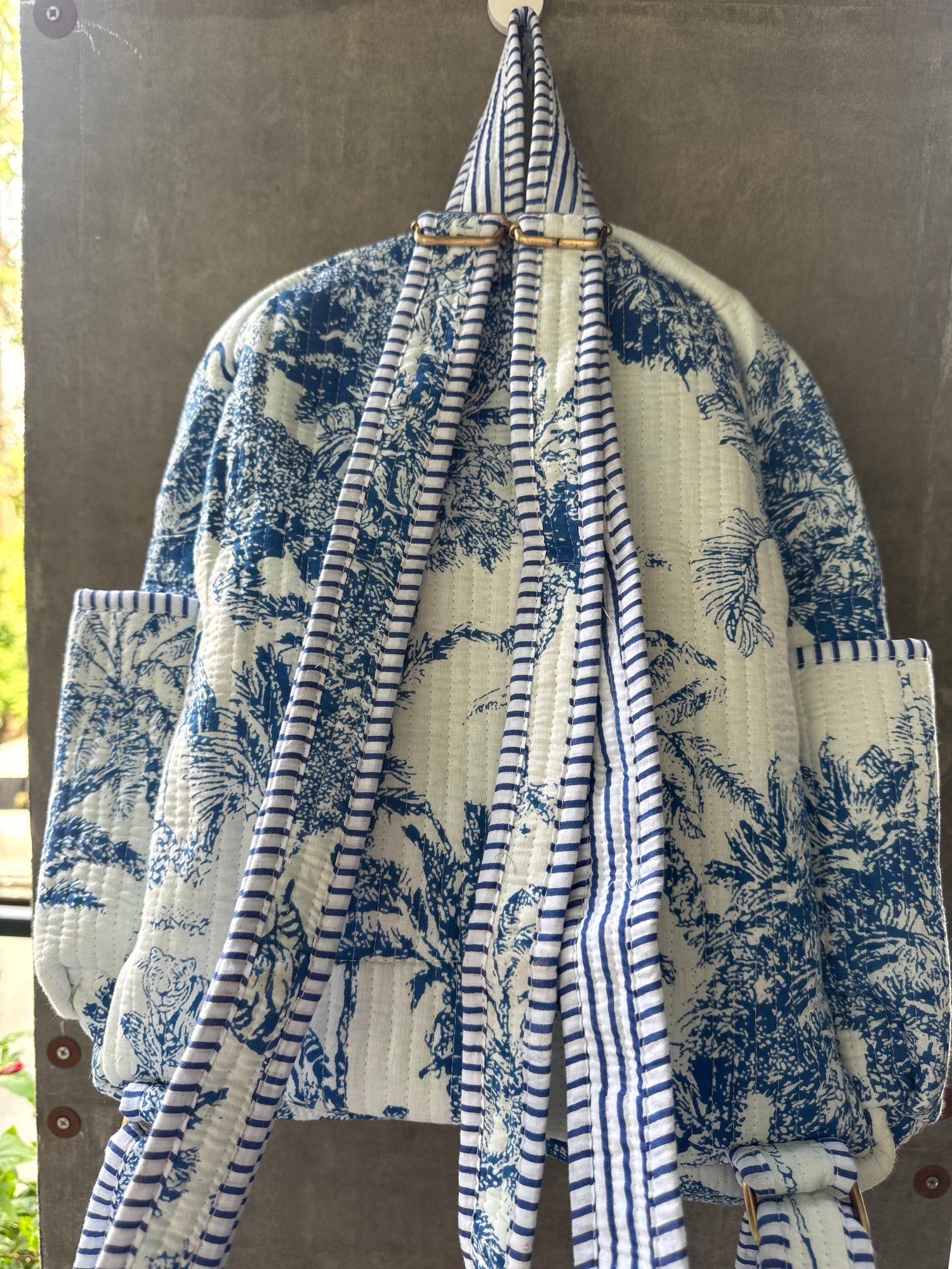 Blue Toile Backpack