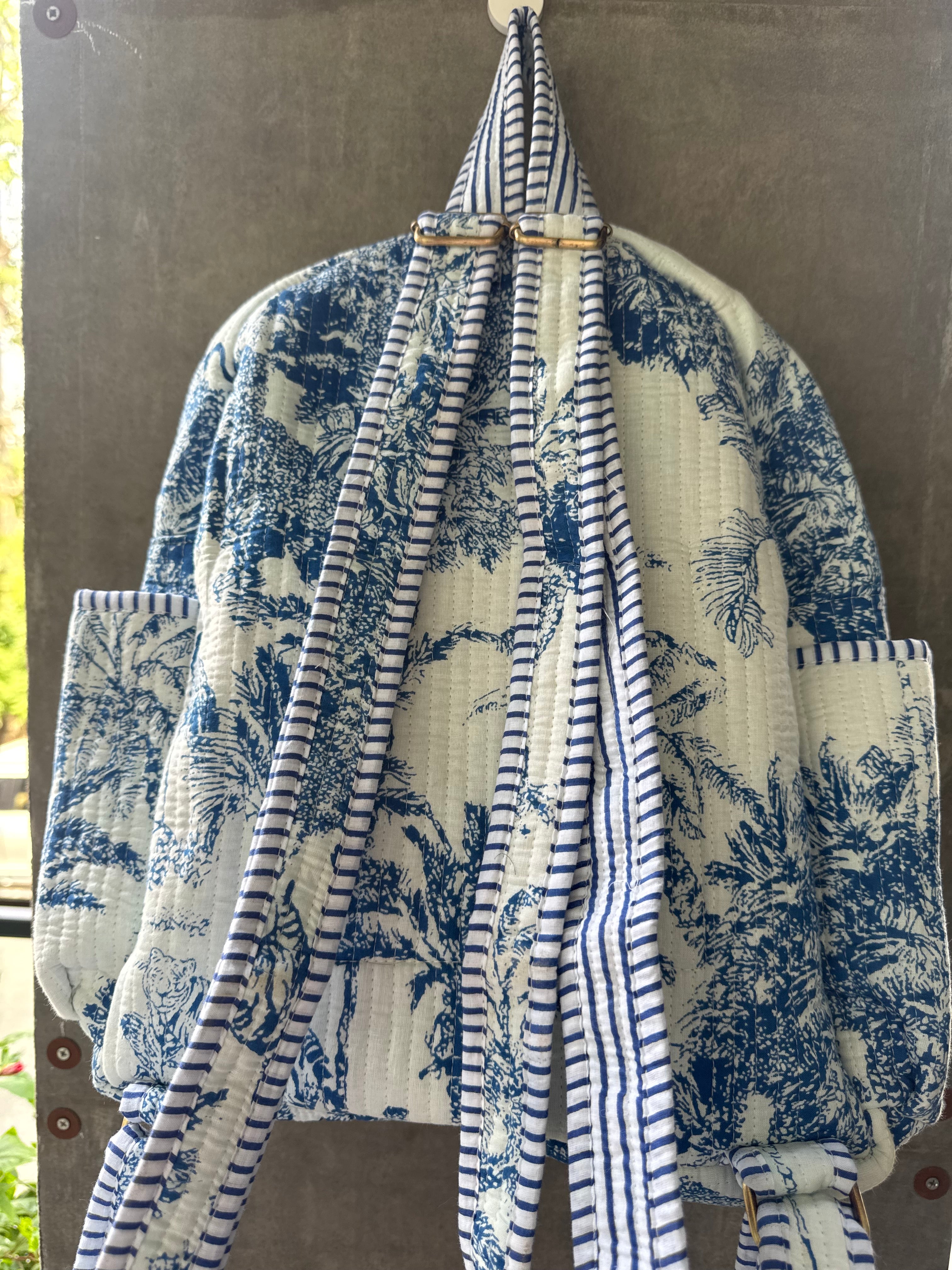 Blue Toile Backpack