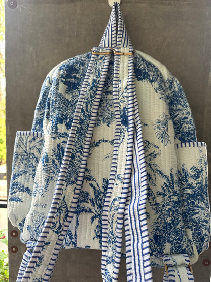 Blue Toile Backpack