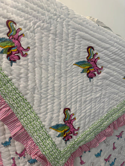 Unicorn Frill Reversible Baby Quilt | 0-5 years