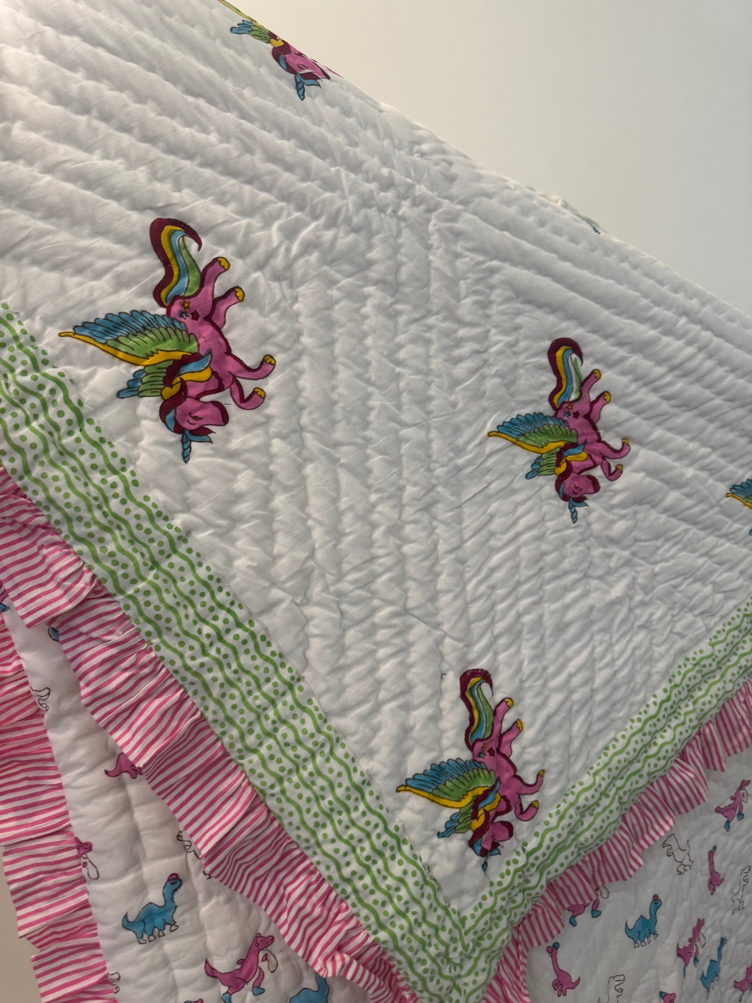Unicorn Frill Reversible Baby Quilt | 0-5 years