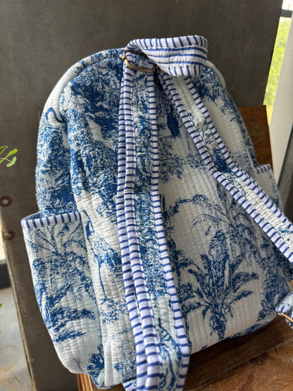 Blue Toile Backpack