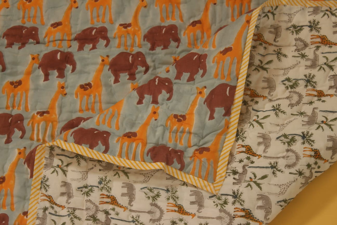 Baby Quilt | Mul Cotton | 0-4 Y | Jungle yellow