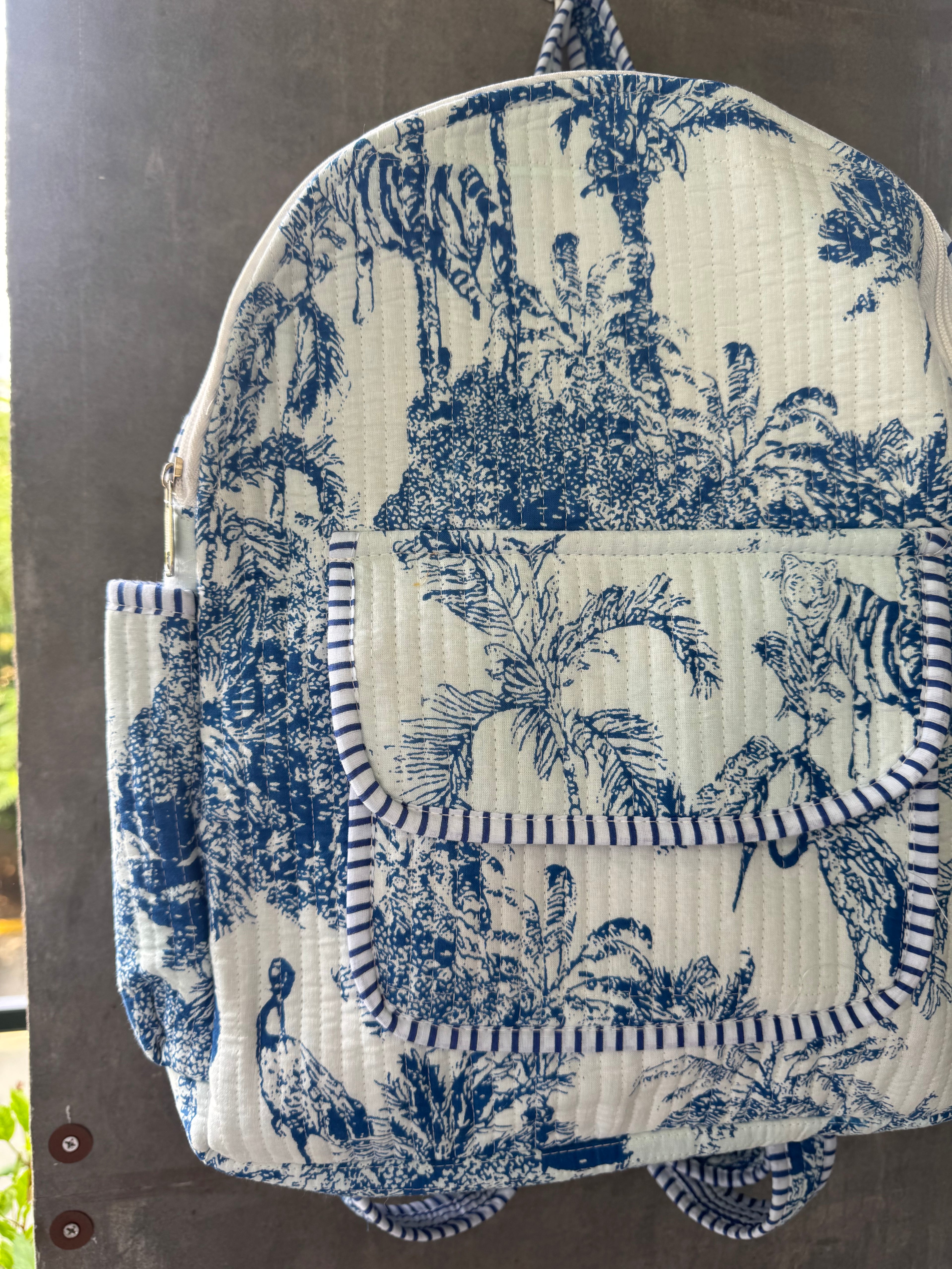 Blue Toile Backpack