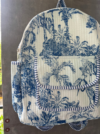 Blue Toile Backpack