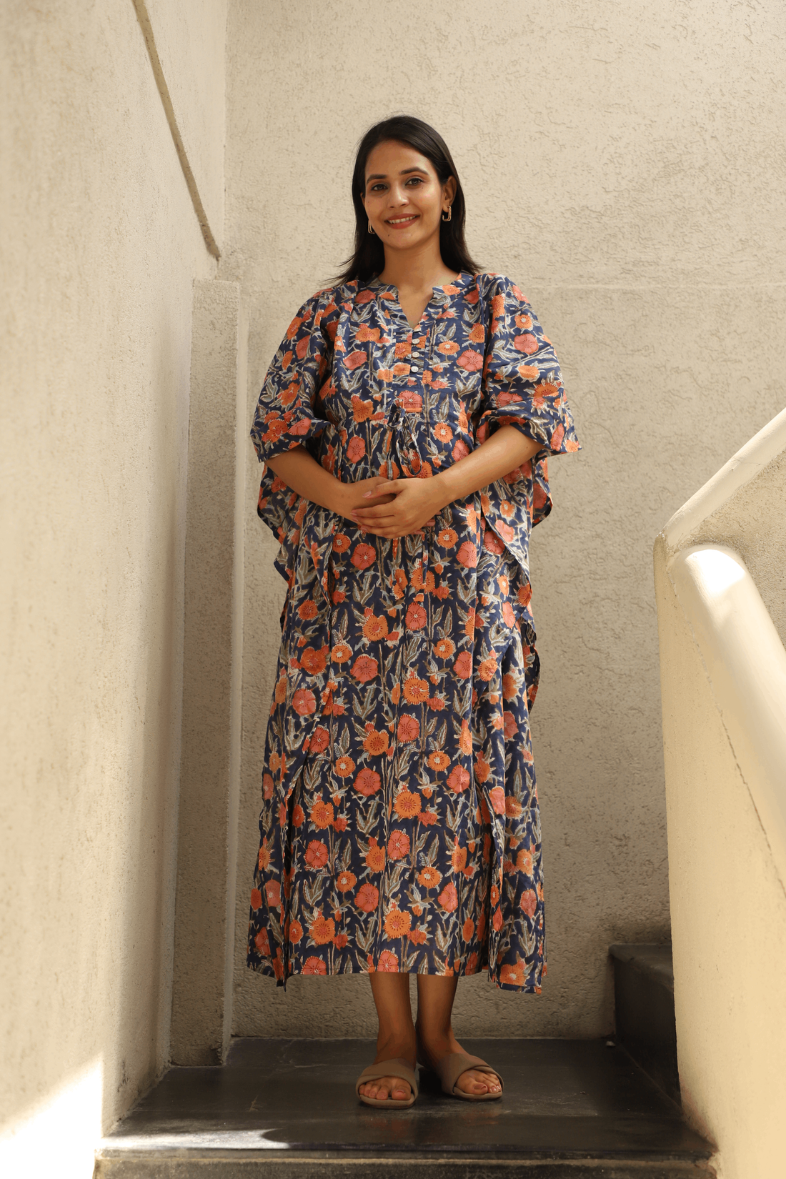 Indigo Bloom Feeding-Friendly Kaftan