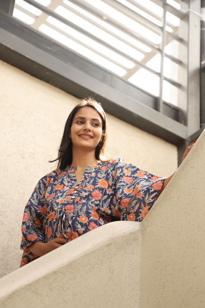 Indigo Bloom Feeding-Friendly Kaftan