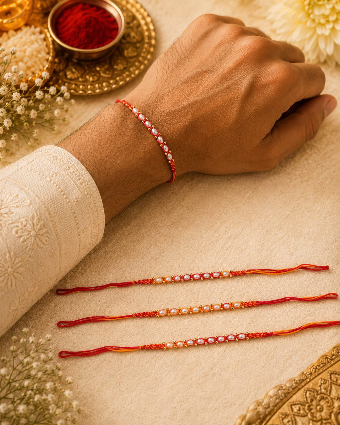 Handmade Pearl Designer Rakhi