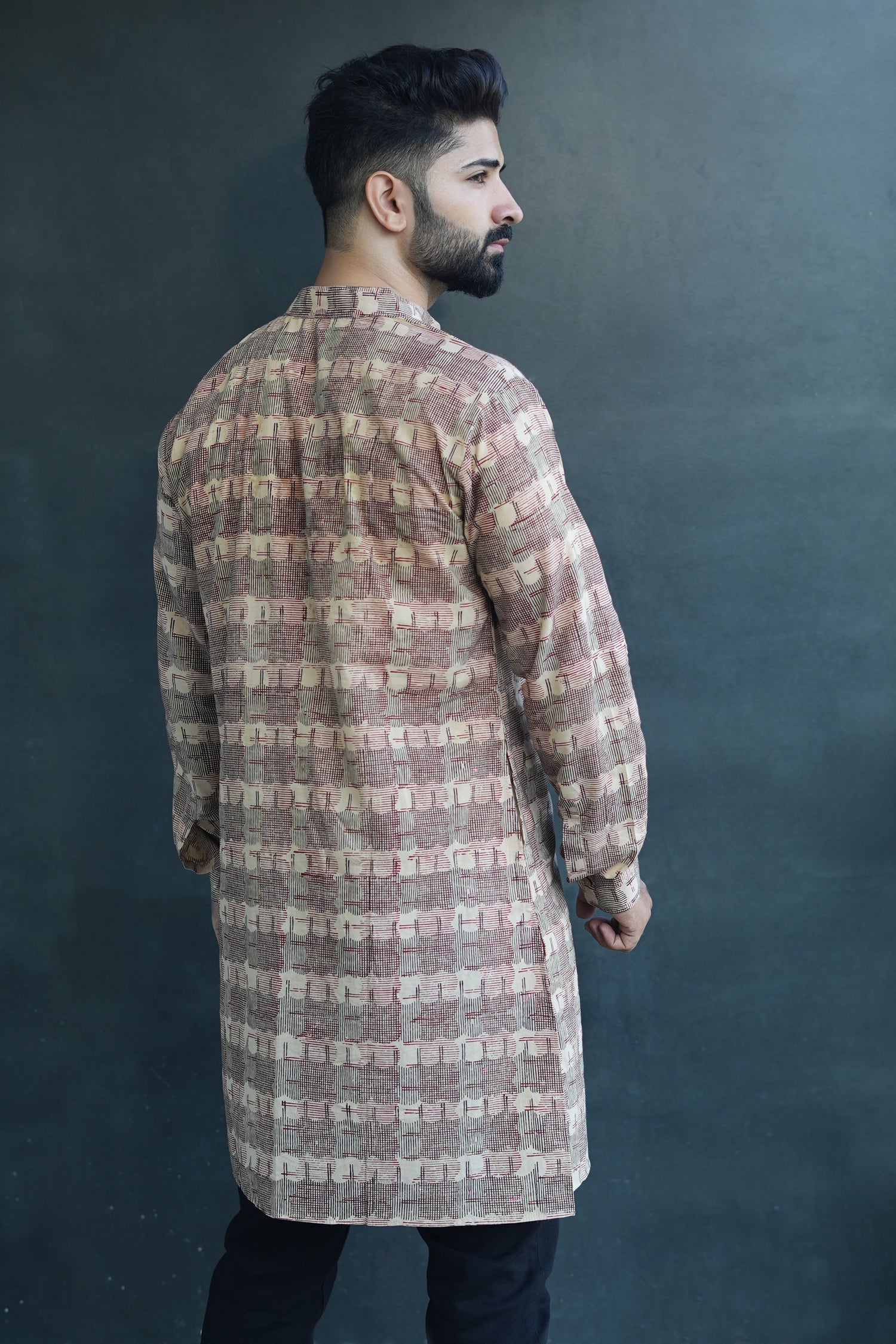 Cotton Kurta for Men | Handblock | Black