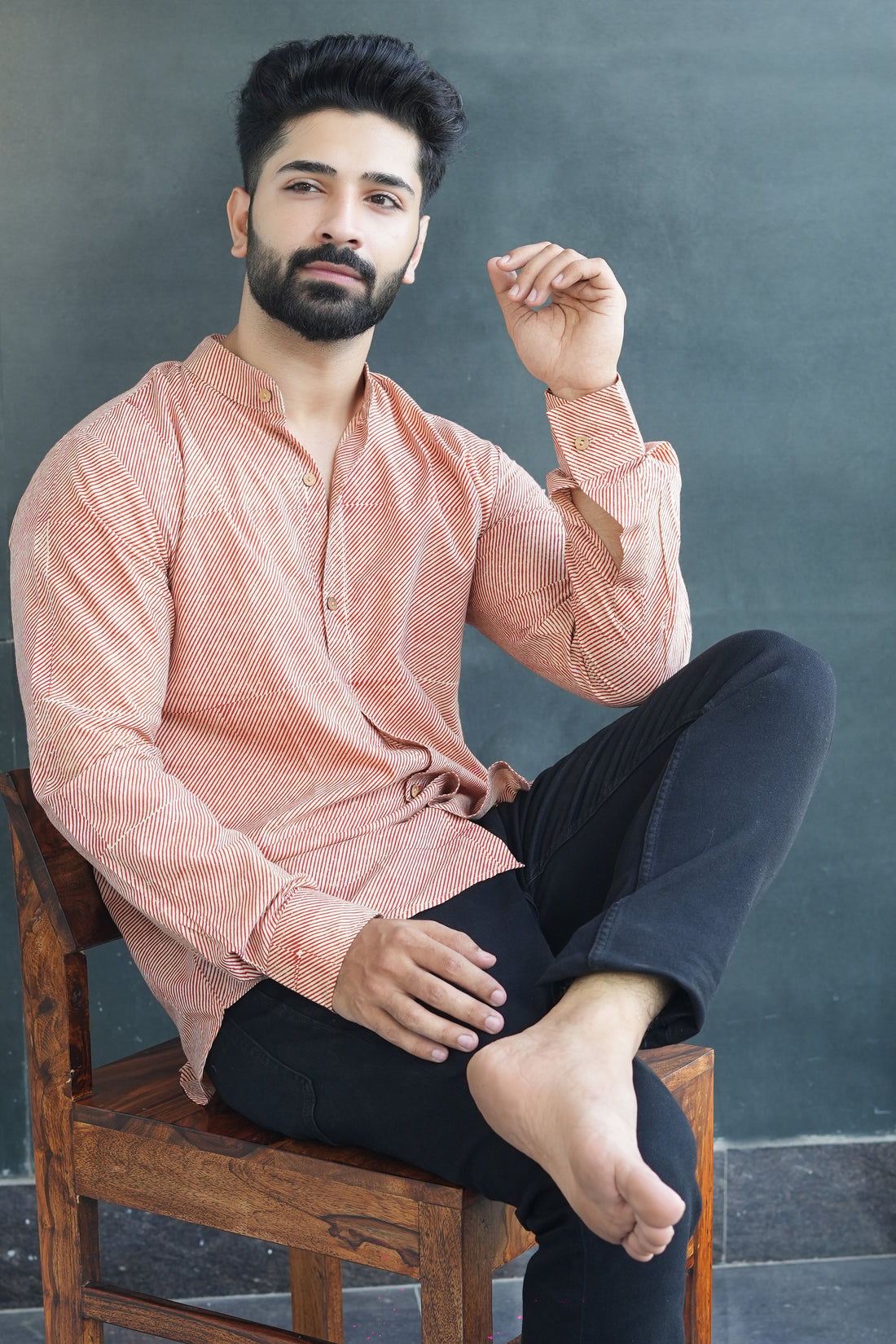 Cotton Kurta for Men | Handblock | Red