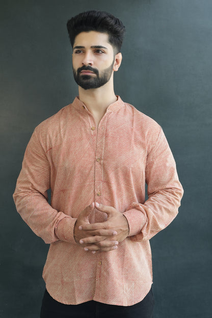 Cotton Kurta for Men |  Handblock | Red