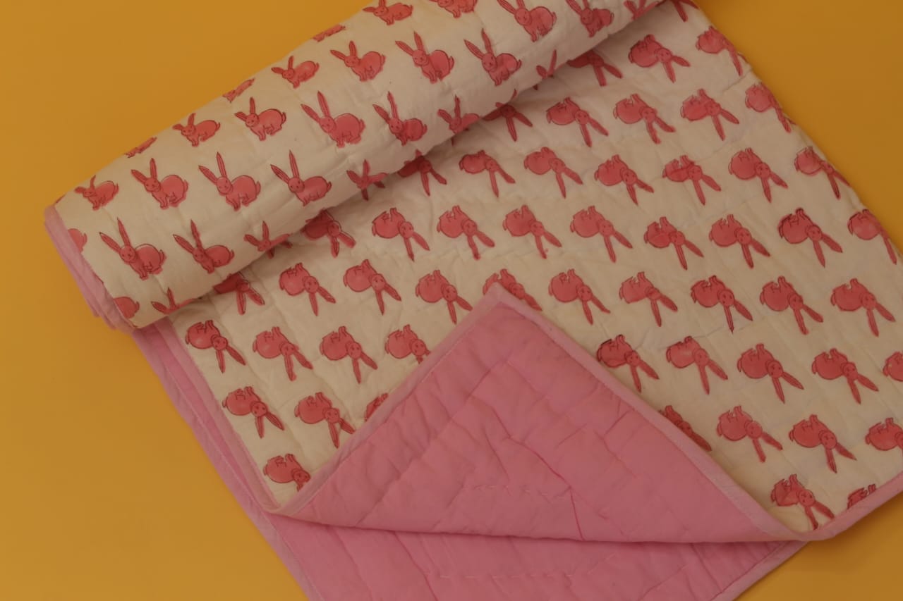 Baby Quilt | Mul Cotton | 0-4 Y | Rabbit Print