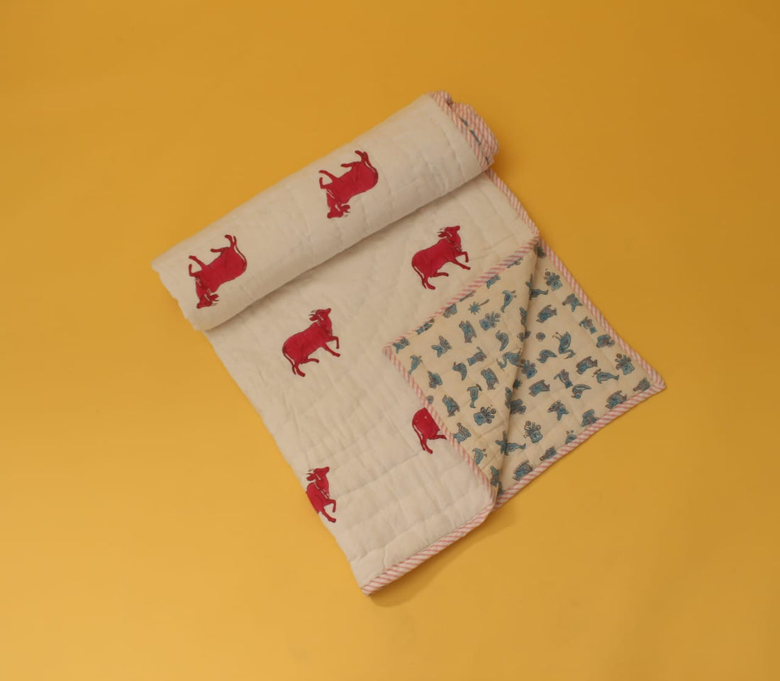 Baby Quilt | Mul Cotton | 0-4 Y | Cow Print