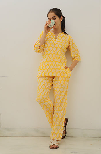 Piku Hand Block Cotton  Kurta Jammies