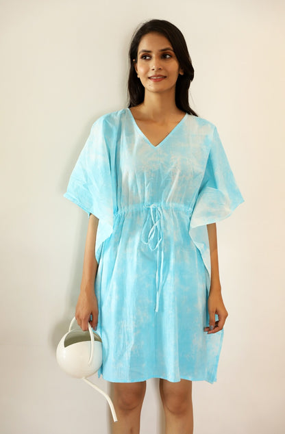 Reach for the Sky Tie Dye Short Dress Kaftan