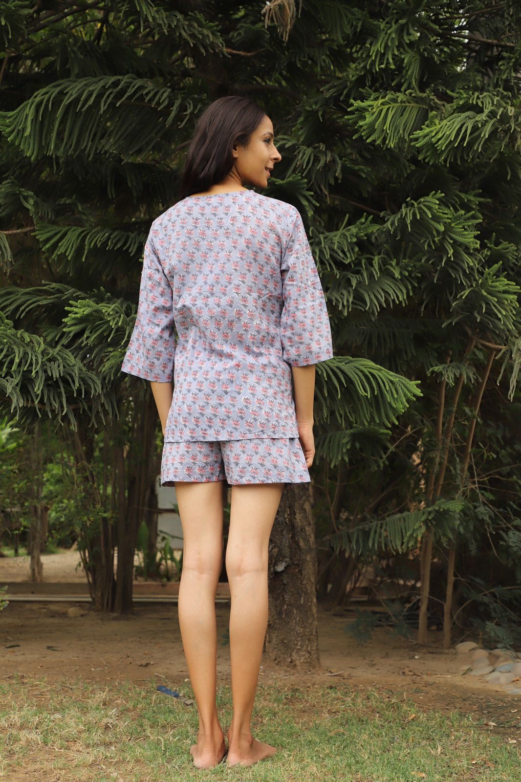 The Dawn Hand Block Cotton Kurta Short Set