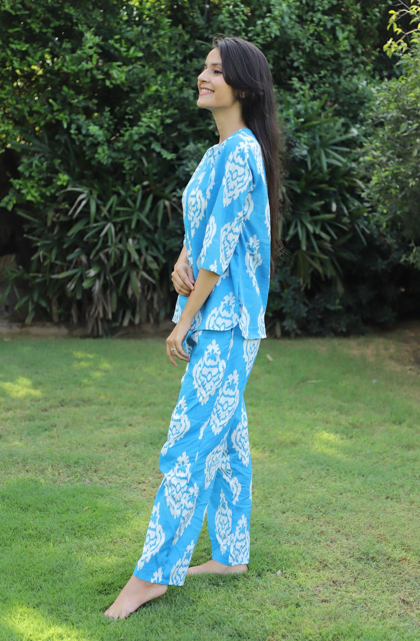 Belly Flop Ikat Cotton Kurta Jammies Set