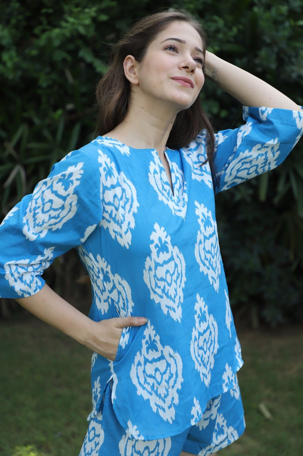 Iris Ikat Cotton Kurta Shorts Set