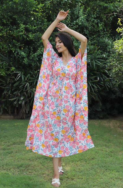 Let Loose Hand Block Cotton Kaftan