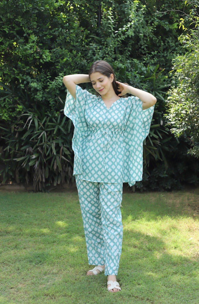 Dramatic Ikat Cotton Kaftan Jammies Set