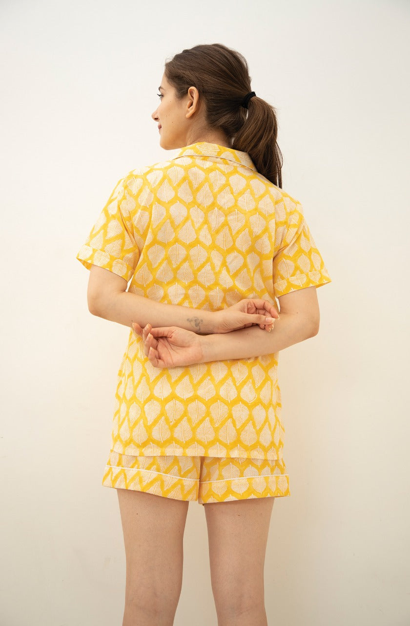 Shine Hand Block Printed Cotton Night Suit Short Set