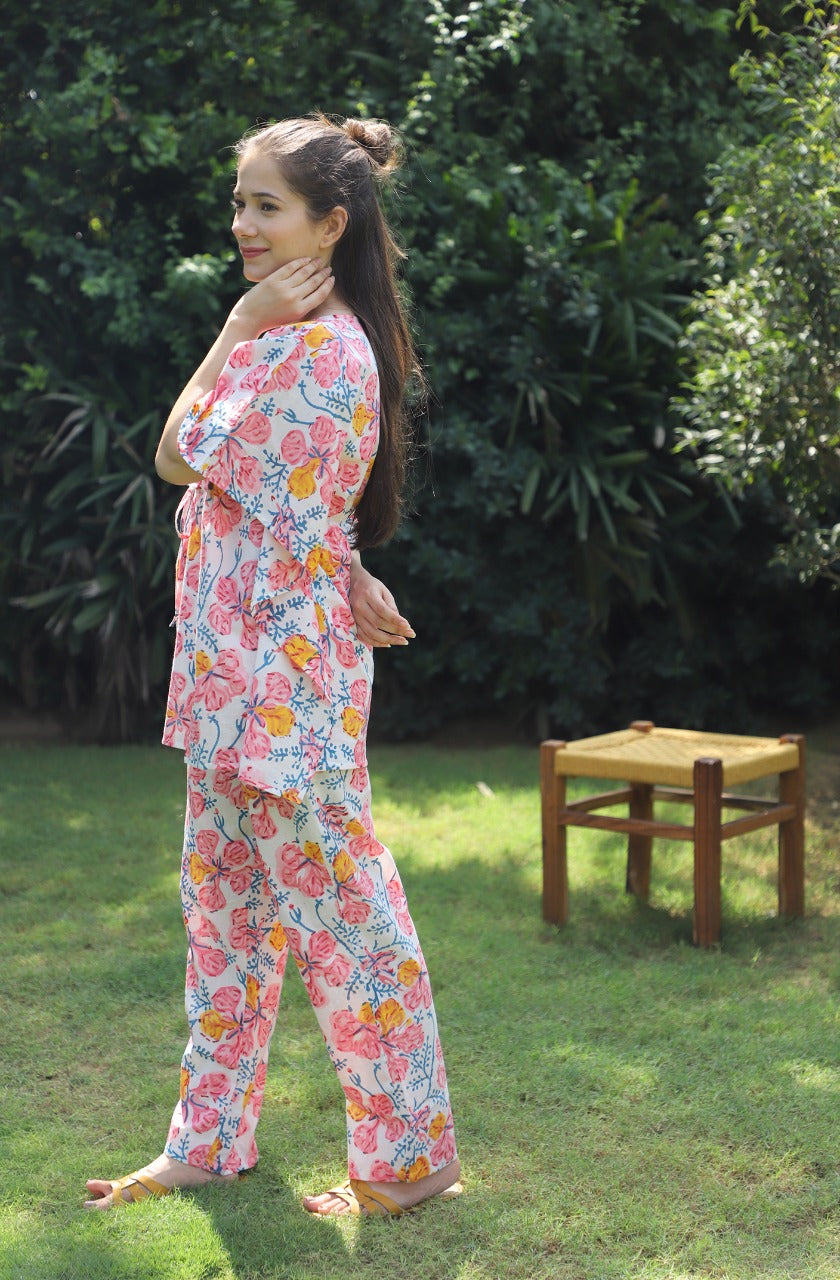 Cotton Daytime Hand Block Kaftan Jammies