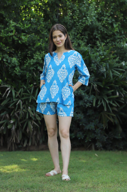 Iris Ikat Cotton Kurta Shorts Set